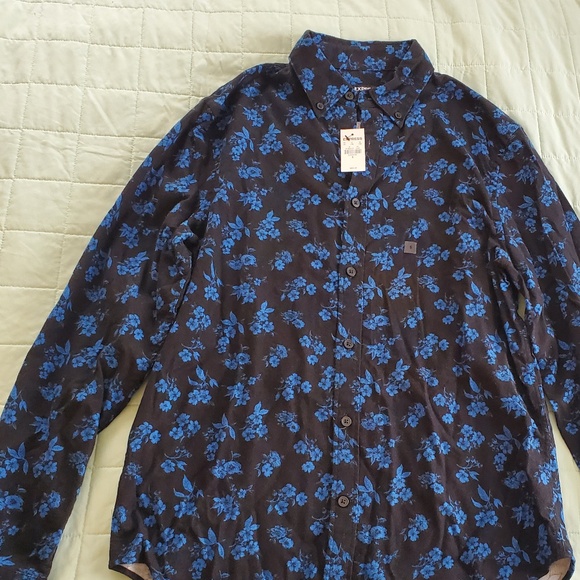 NWT Express Men's Slim Floral Stretch Flannel Shirt, size S - Picture 8 of 11